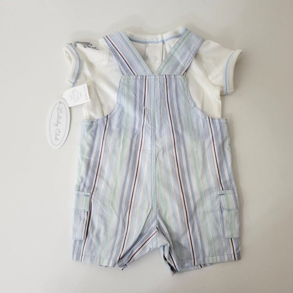 Lullaby Club Baby's Blue Stripe Overalls and T Shirt Set NWT - Picture 4 of 5